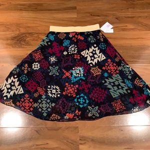 NWT LuLaRoe Lola Midi Skirt Black green orange tan southwest Aztec Size Medium